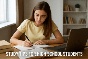 High school student studying with soft lighting – study tips for high school students